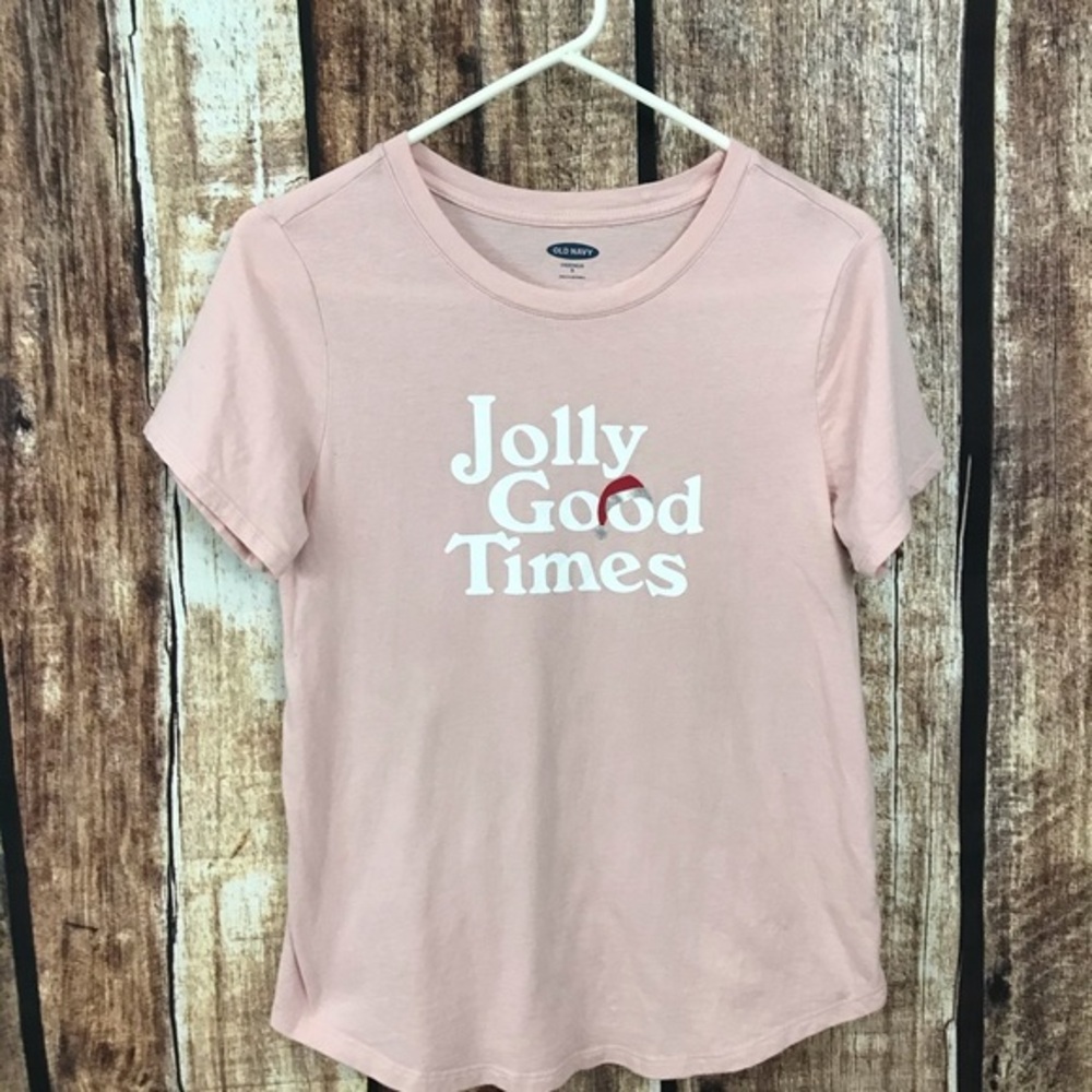 👗Old Navy Christmas Tee Pink Small/Medium